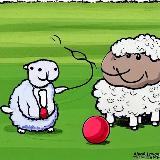 Image similar to seal tossing a ball with a sheep, cartoon