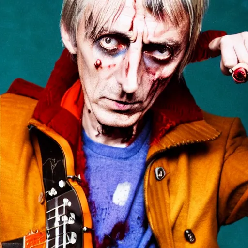 Prompt: paul weller as a zombie , 4k