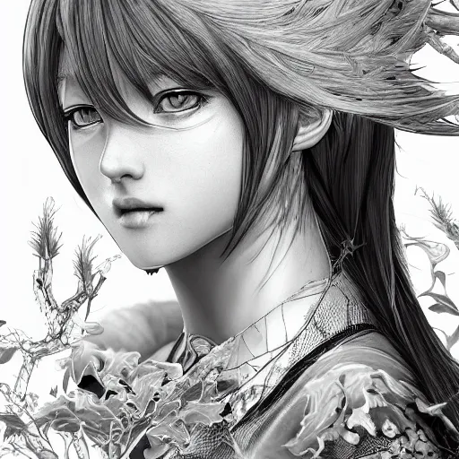 Image similar to a red haired female knight as an absurdly beautiful, elegant, young sensual anime girl, forest background, ultrafine hyperrealistic detailed face illustration by kim jung gi, irakli nadar, intricate linework, sharp focus, bright colors, matte, octopath traveler, final fantasy, unreal engine highly rendered, global illumination, radiant light, intricate environment