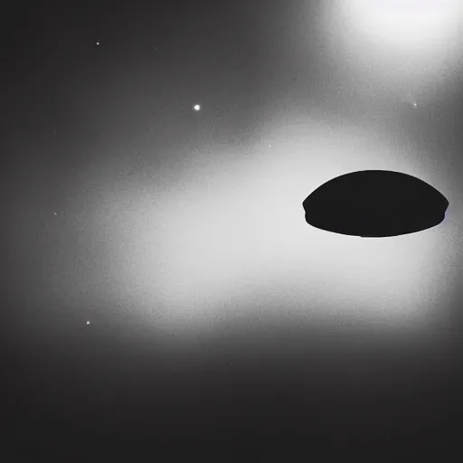 Image similar to a photograph of a ufo taken by a phone camera, black and white