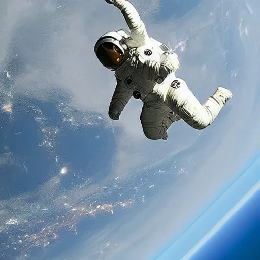 Image similar to astronaut falling from space towards earth.