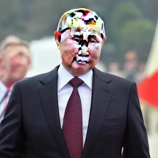 Prompt: putin is fully wet and has water on his face