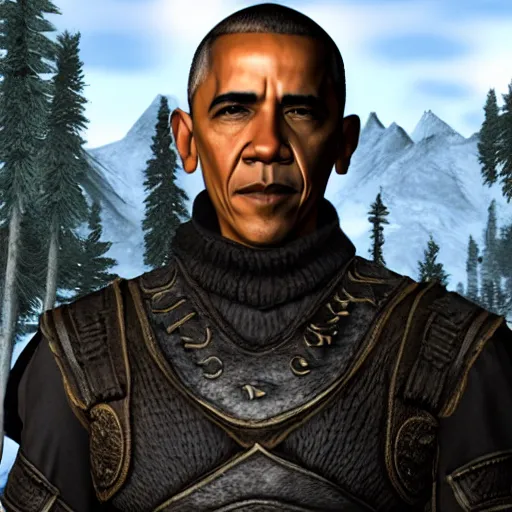 Image similar to Obama in Skyrim, 4k HDR
