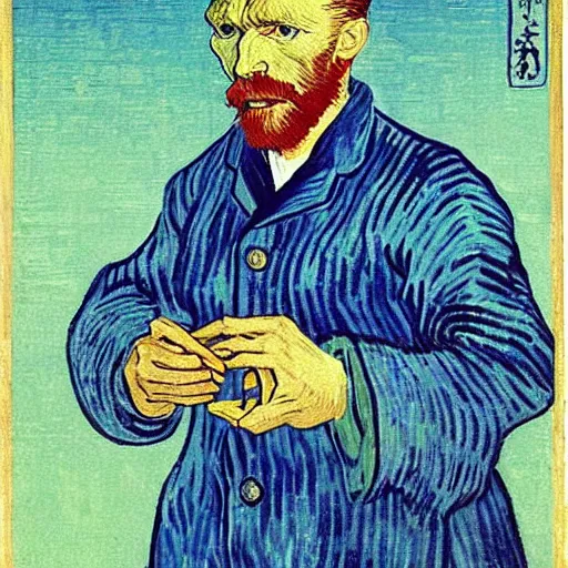 Prompt: portrait of vincent van gogh, by ando hiroshige