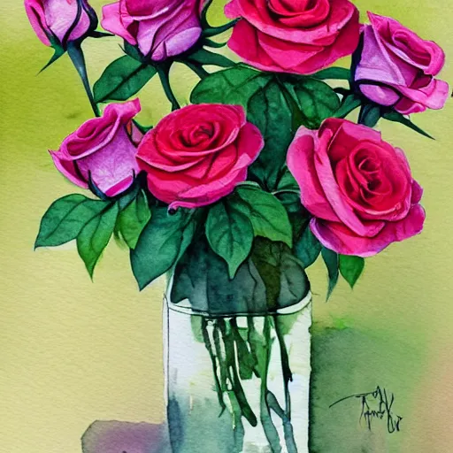 Image similar to watercolor bashes of roses