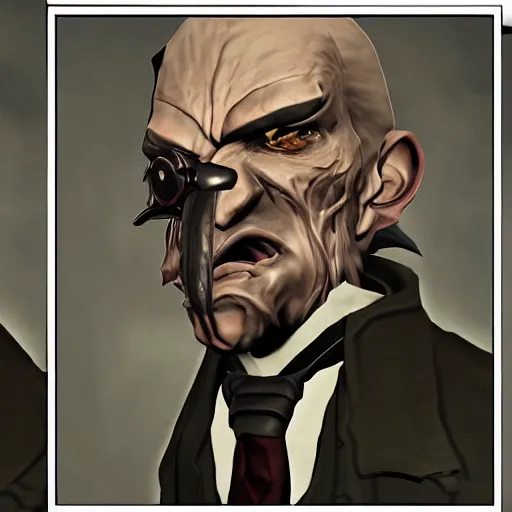 Image similar to old angry man, dishonored style