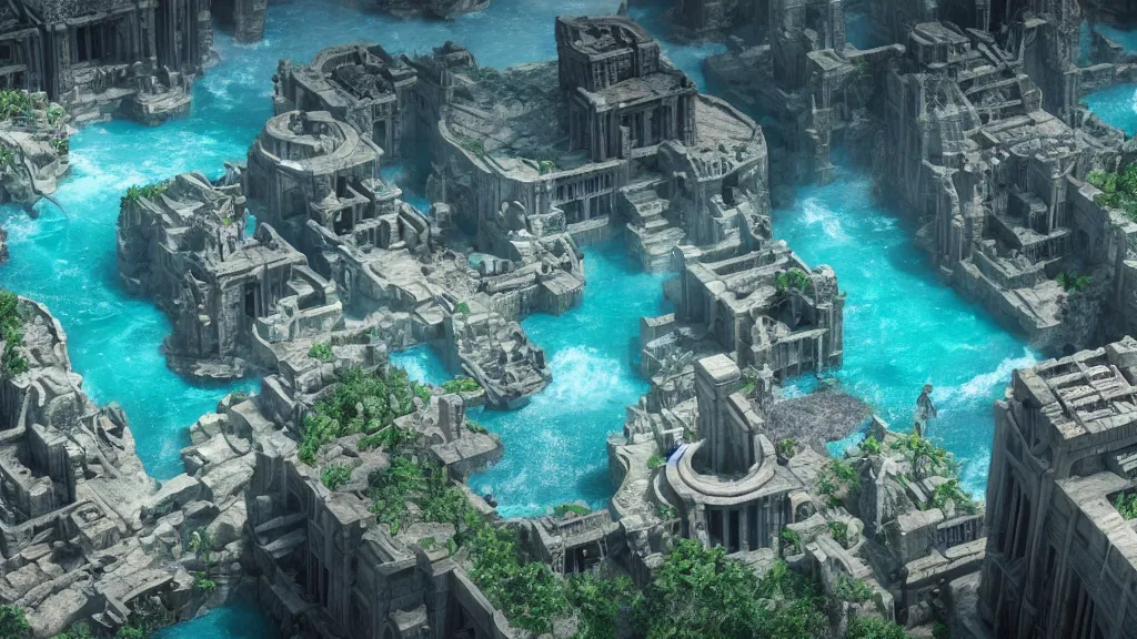 Prompt: the lost city of Atlantis, 9000 BC, octane render, 8k