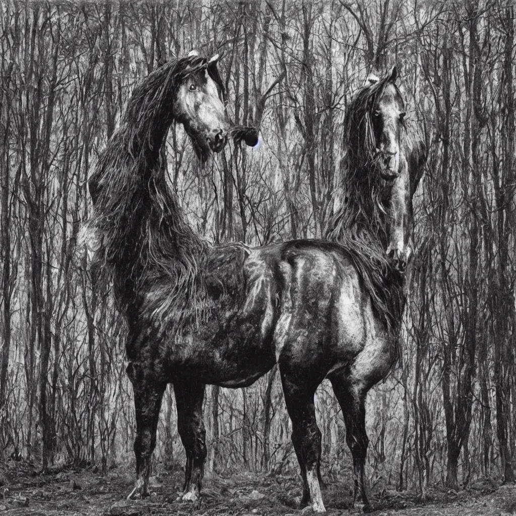 Image similar to giger, h. r. - magnificent forest clydesdale horse