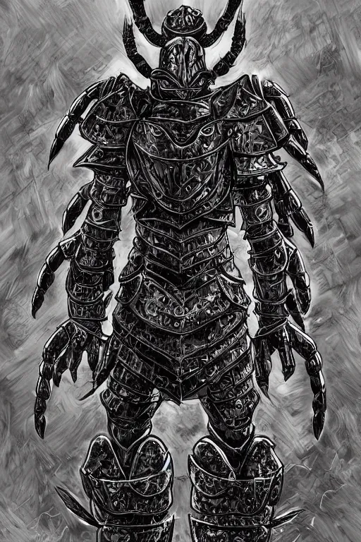 Image similar to human warrior, lobster themed armour, crab pinchers, symmetrical, highly detailed, digital art, needles, sharp focus, trending on art station, kentaro miura manga art style