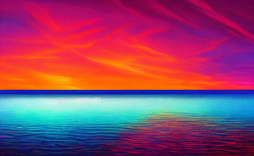 Prompt: beautiful award winning synthwave painting of a canadian lake, extreme detail, digital art, 4 k, ultra hd