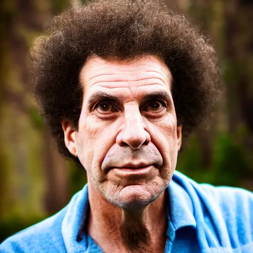 Prompt: portrait photograph, A man who looks exactly like Cosmo Kramer, pensive, depth of field, bokeh