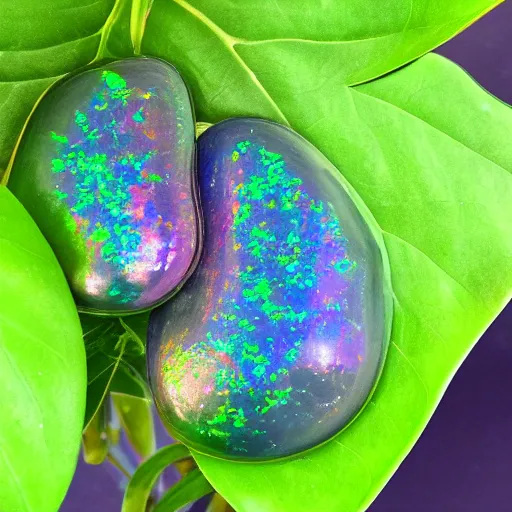 Image similar to a plant with iridescent opals growing from it