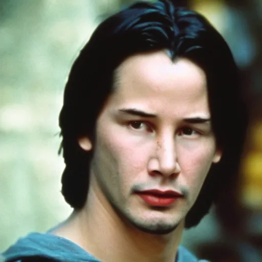 Image similar to young Keanu reeves as Harry Potter, 35mm film