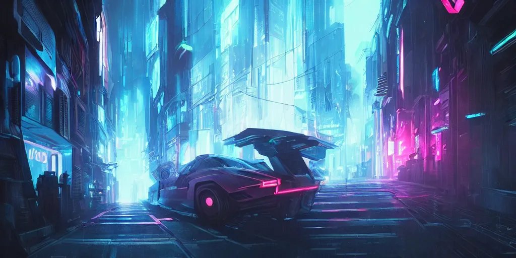 Image similar to warp speed concept art blade runner 2049 tron neon night alleyway cityscape artstation digital art 8k