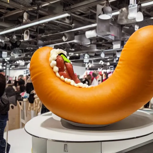 Image similar to An IKEA hotdog sculpture by Jeff Koons