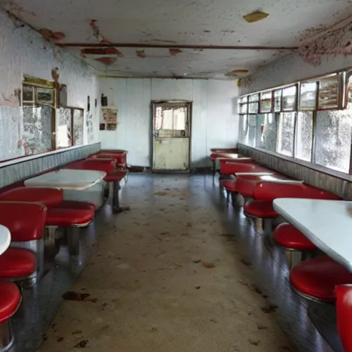Image similar to an abandoned 1 9 5 0 s diner, pristine condition, kenopsia