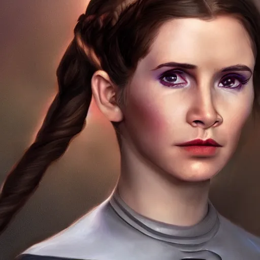 Image similar to leia and padme merged into one person, detailed, realistic, 4 k, accurate