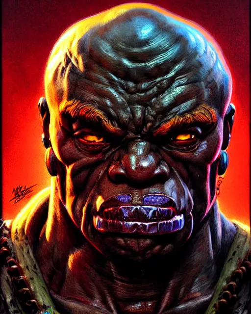 Image similar to doomfist from overwatch, rage, character portrait, portrait, close up, concept art, intricate details, highly detailed, horror poster, horror, vintage horror art, realistic, terrifying, in the style of michael whelan, beksinski, and gustave dore