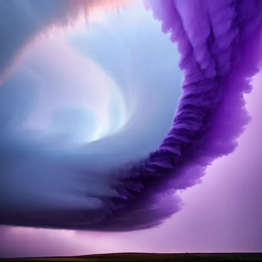 Image similar to amazing photo of a purple clouds in the shape of a tornado, digital art, by marc adamus, beautiful dramatic lighting