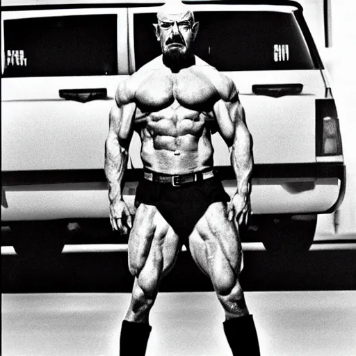 Prompt: walter white with a muscular physique