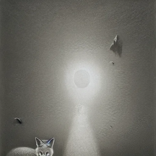 Prompt: fox by zdzisław beksiński