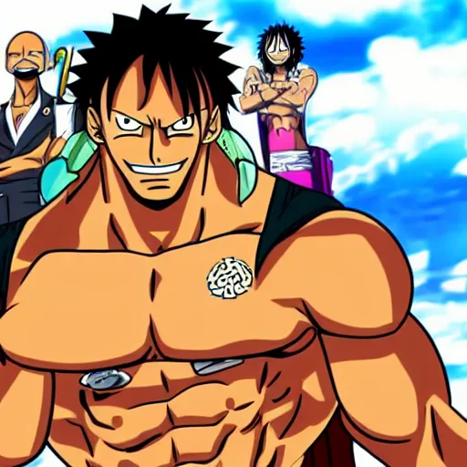 Prompt: dwayne johnson in the style of one piece anime