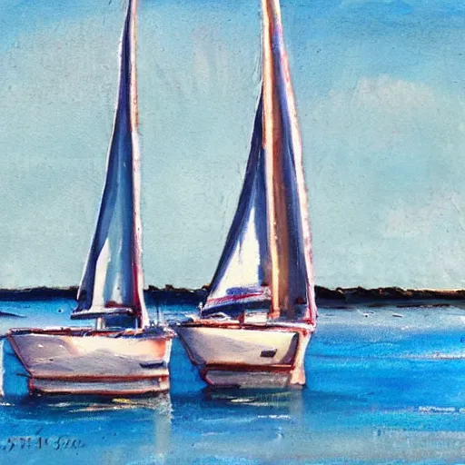 Prompt: sailboats in a pointalist style