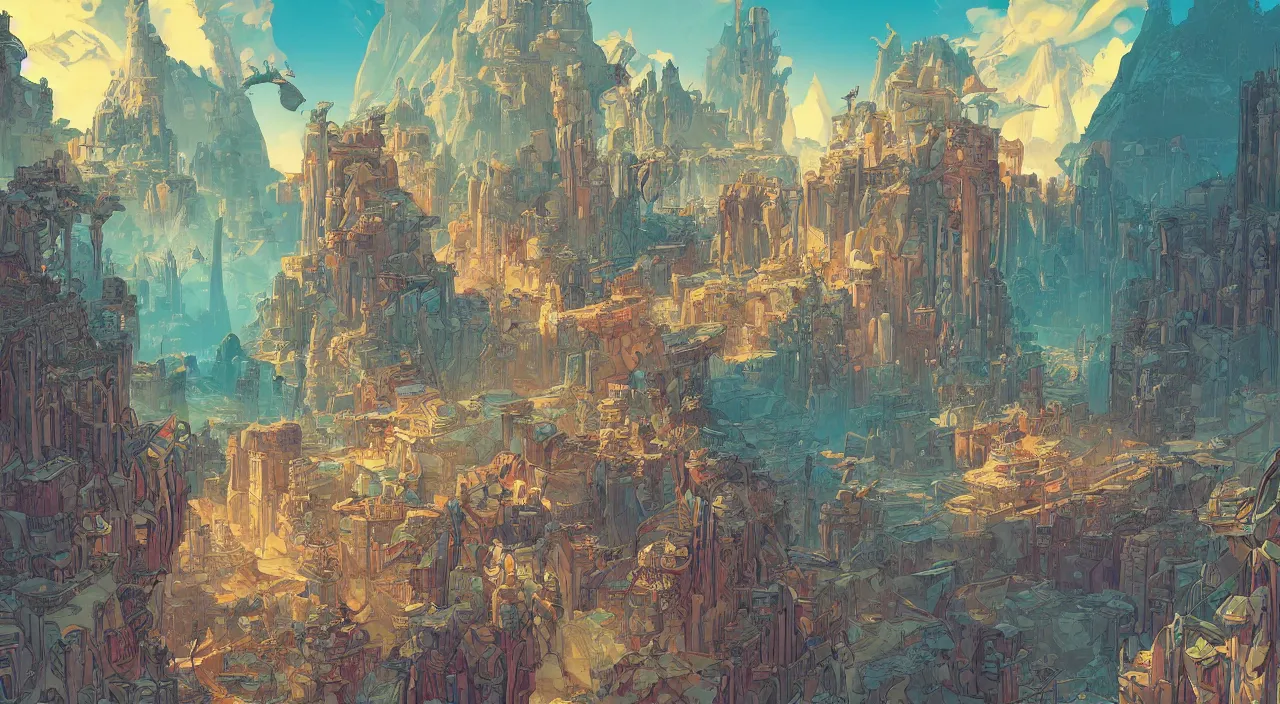 Image similar to vector wonderland bazaar zouk old egypt sky shine epic fantasy painting photoshop that looks like it is from borderlands and by feng zhu and loish and laurie greasley, victo ngai, andreas rocha, john harris