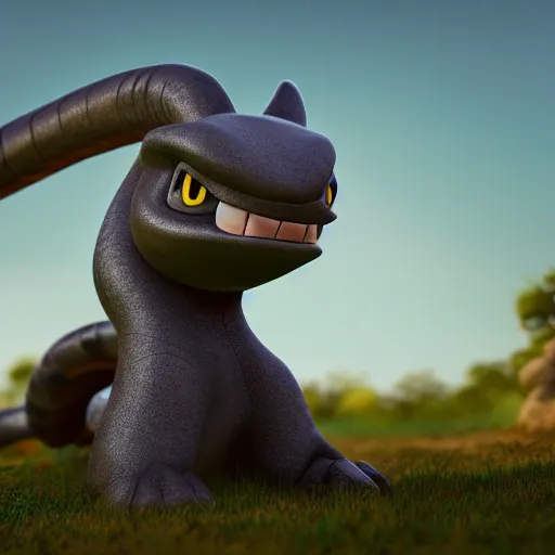 Image similar to photography of a realistic onix animal, ultra detailed, 8 k, cinematic lighting, natural background, trending on artstation, pokemon