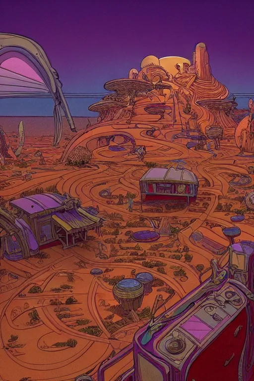 Prompt: photograph of vast and detailed cinematic set design, real dslr, in a world inspired by jean giraud moebius and geoff darrow