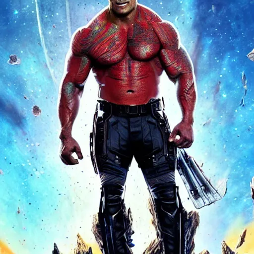 Image similar to Dwayne Johnson in guardians of the galaxy