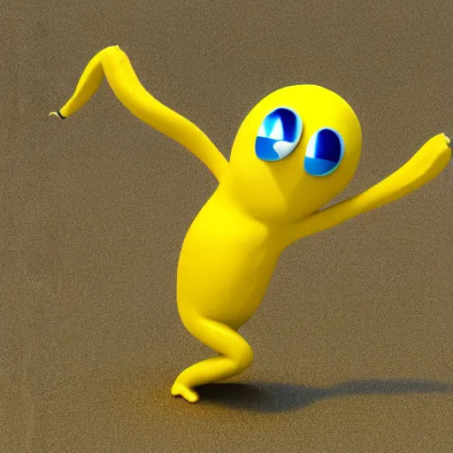 Prompt: Dancing banana at the beach, 3d render, cute, chibi, shaded