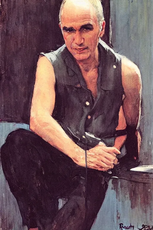 Prompt: “portrait of Australian singer-songwriter Paul Kelly, by Robert McGinnis”