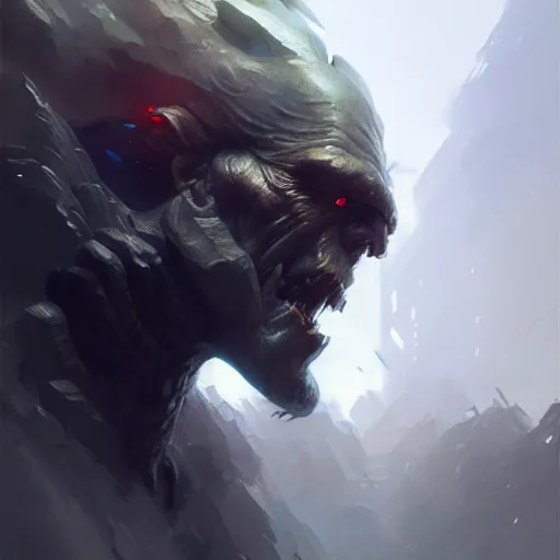 Image similar to a portrait giant humanoid monster, sharp focus, illustration, highly detailed, digital painting, concept art, matte, art by ruan jia and wlop and greg rutkowski, masterpiece