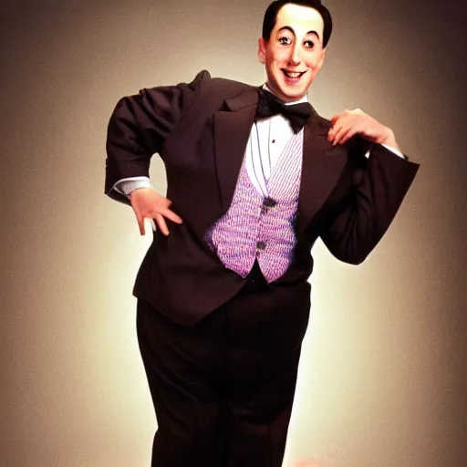 Image similar to photo of an overweight pee - wee herman