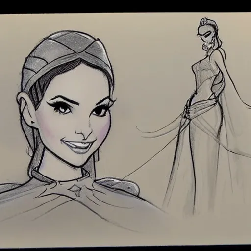 Image similar to milt kahl sketch of victoria justice as princess padme from star wars episode 3