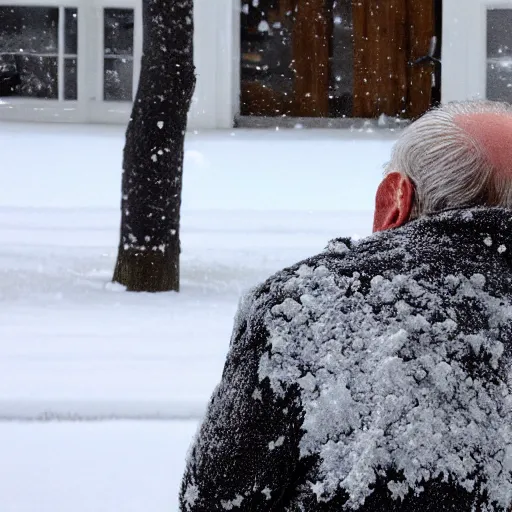 Image similar to an old man covered in snow