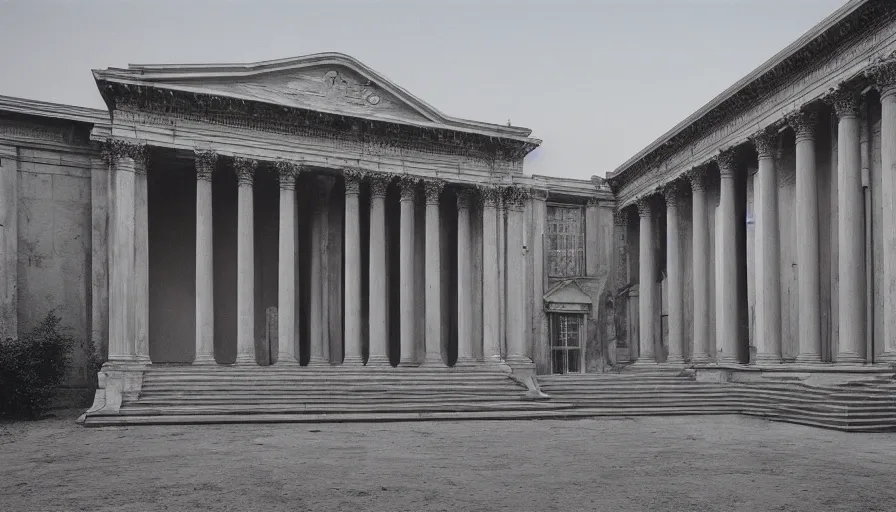 Prompt: 1 9 7 0 s movie still of a neoclassical building, by piranesi, cinestill 8 0 0 t, high quality, high detailed