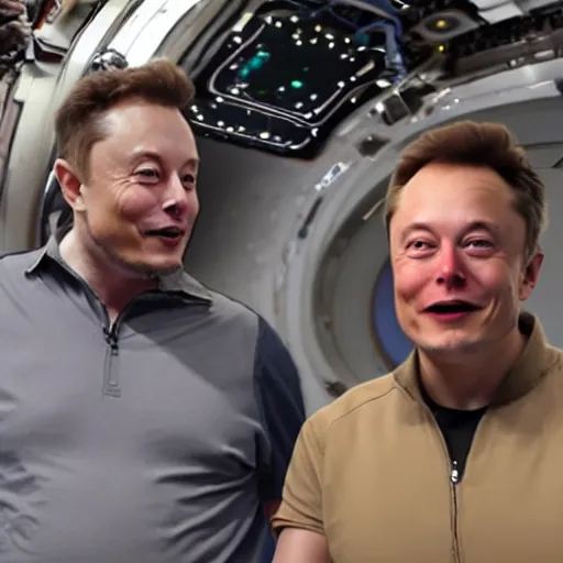 Image similar to elon musk and donald tusk hiking on milky way nebula