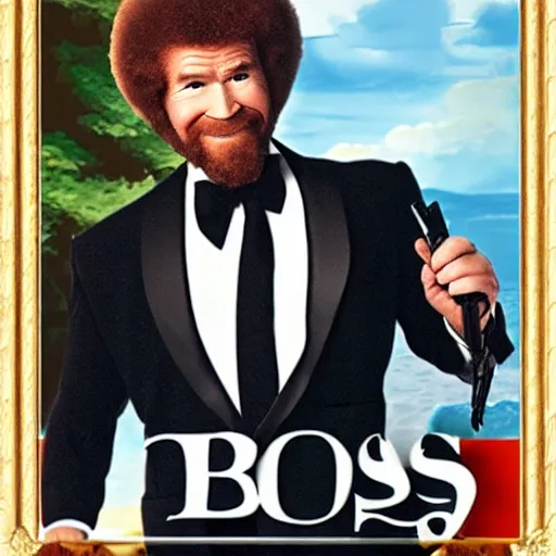 Image similar to Bob Ross as 007, promotional image