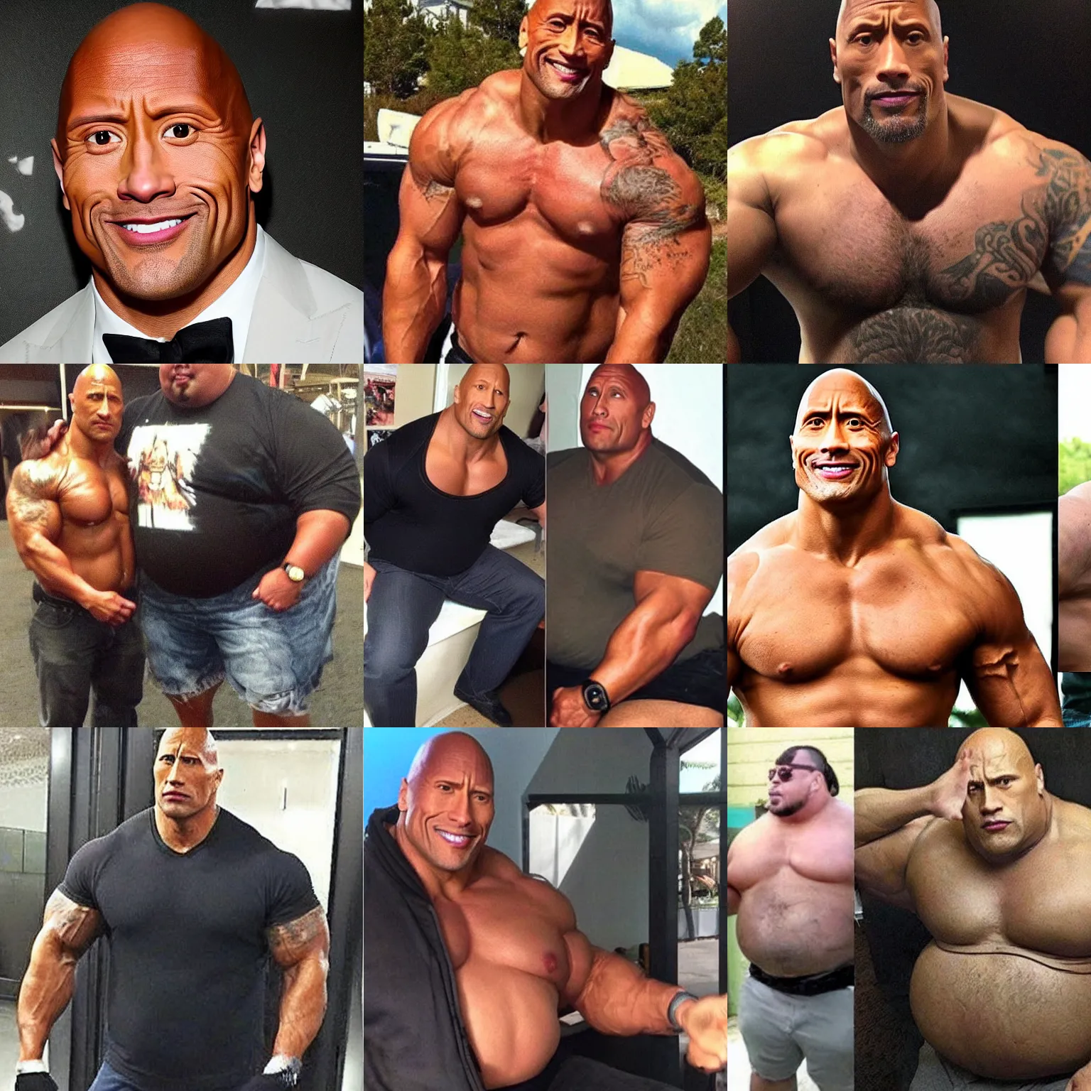 Prompt: Dwayne Johnson's fat twin brother