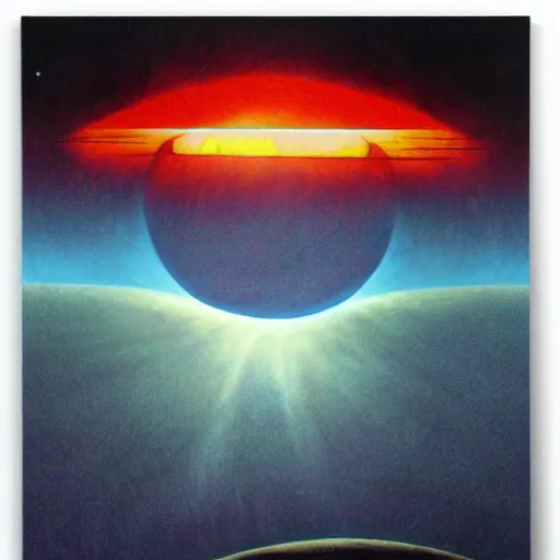 Image similar to sun collapsing moon on fire by david a. hardy