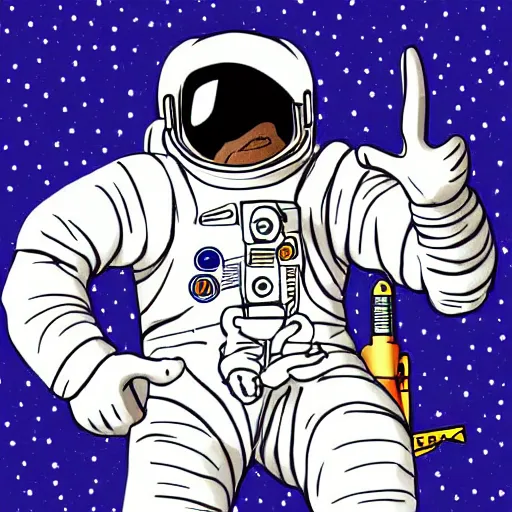 Prompt: an astronaut giving a peace sign, digital art
