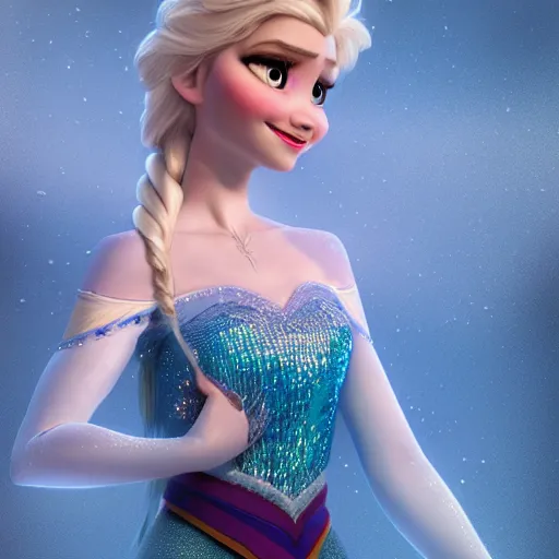Image similar to elsa from frozen, hyper detailed, digital art, trending in artstation, cinematic lighting, studio quality, smooth render, unreal engine 5 rendered, octane rendered, art style by klimt and nixeu and ian sprigger and wlop and krenz cushart