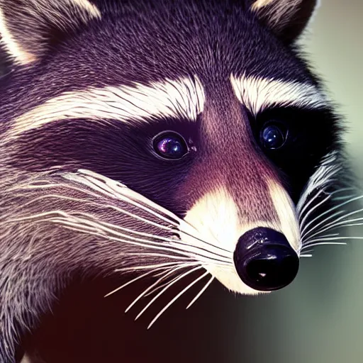 Image similar to a hyperrealistic 3 d octane render of a raccoon taking a photograph, photorealism, unreal engine, dramatic lighting, volumetric lighting, uplighting