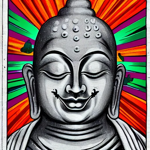 Image similar to the buddha as the joker