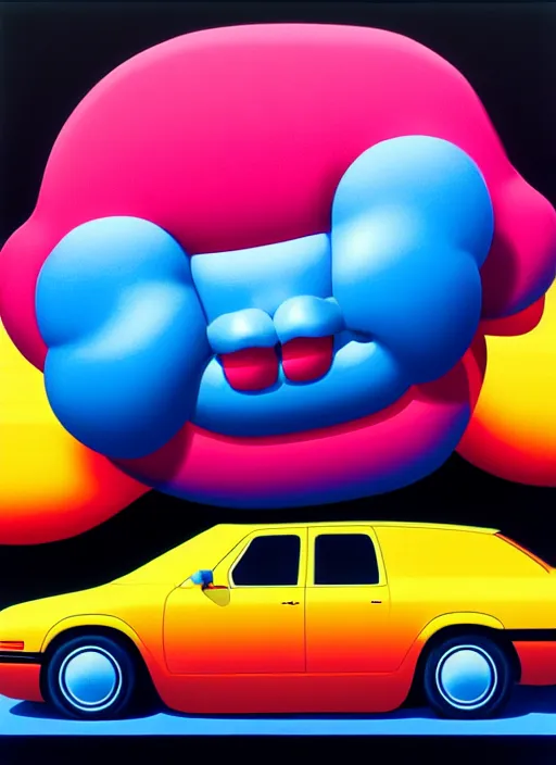 Image similar to inflated car by shusei nagaoka, kaws, david rudnick, airbrush on canvas, pastell colours, cell shaded, 8 k