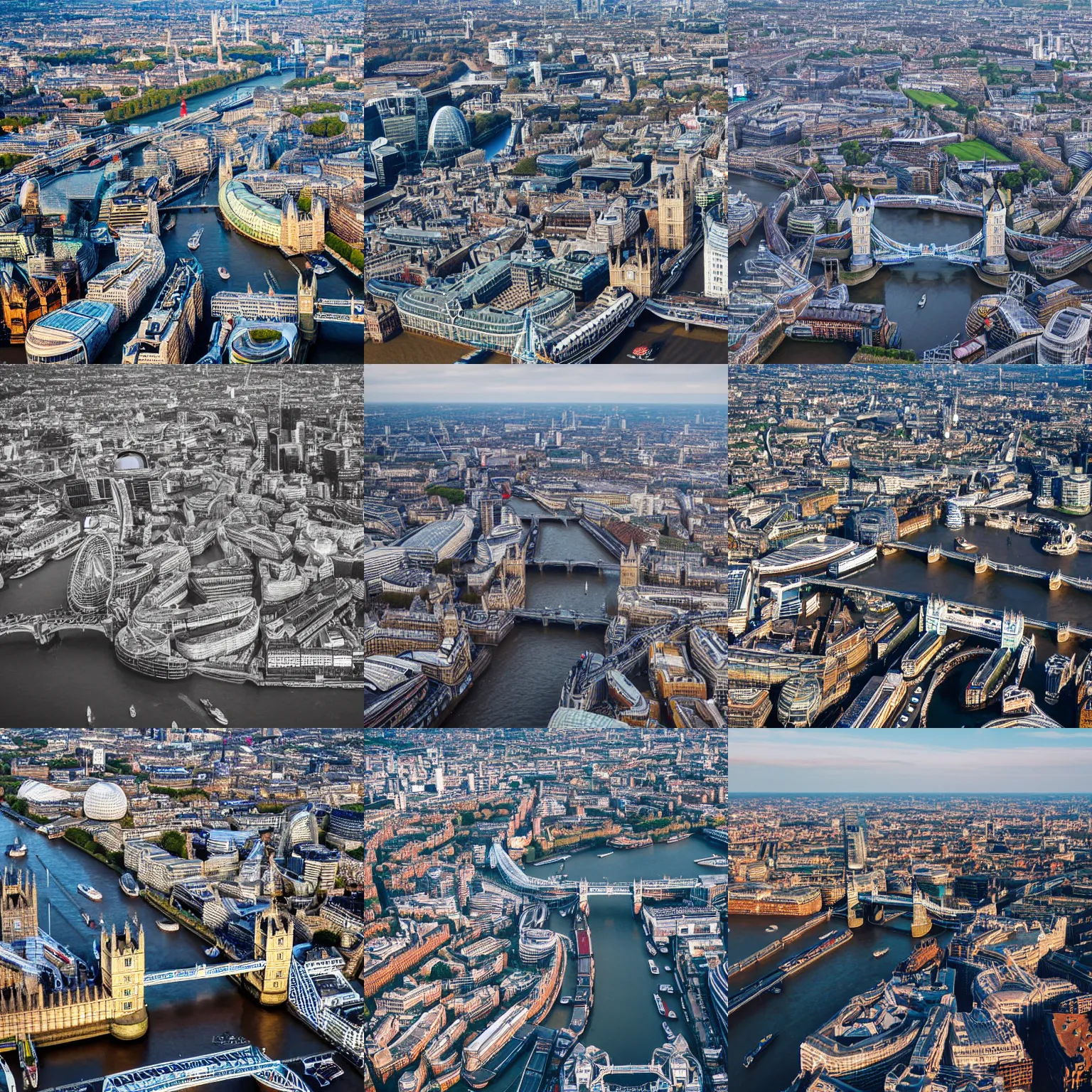 Prompt: london, aerial perspective