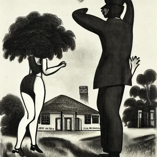 Image similar to a giantess man with a giant woman dancing together, enormous, big, by enoch bolles, trees, houses, street, hearts