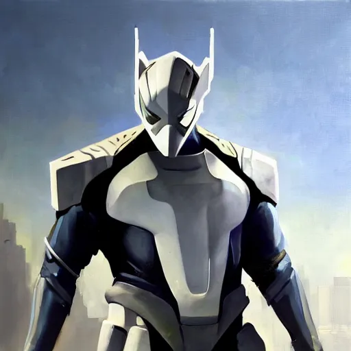 Image similar to greg manchess portrait painting of armored spiderman ultraman grey fox from metal gear cyborg japanese - american hybrid as overwatch character, medium shot, asymmetrical, profile picture, organic painting, sunny day, matte painting, bold shapes, hard edges, street art, trending on artstation, by huang guangjian and ail elvgren and sachin teng